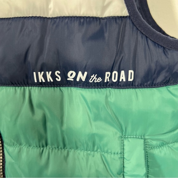 Ikks Boys Reversible Puffer Vest in Green and Blue with Stripes Size 10 - Picture 6 of 16